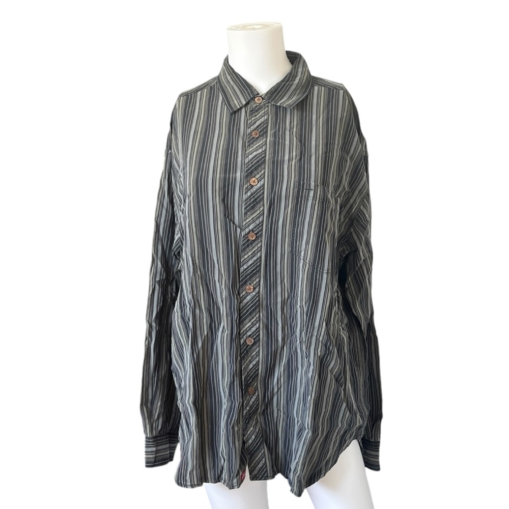 Tommy Bahama Long Sleeve Silk Shirt Button Up Blue Green Mens Size Large L